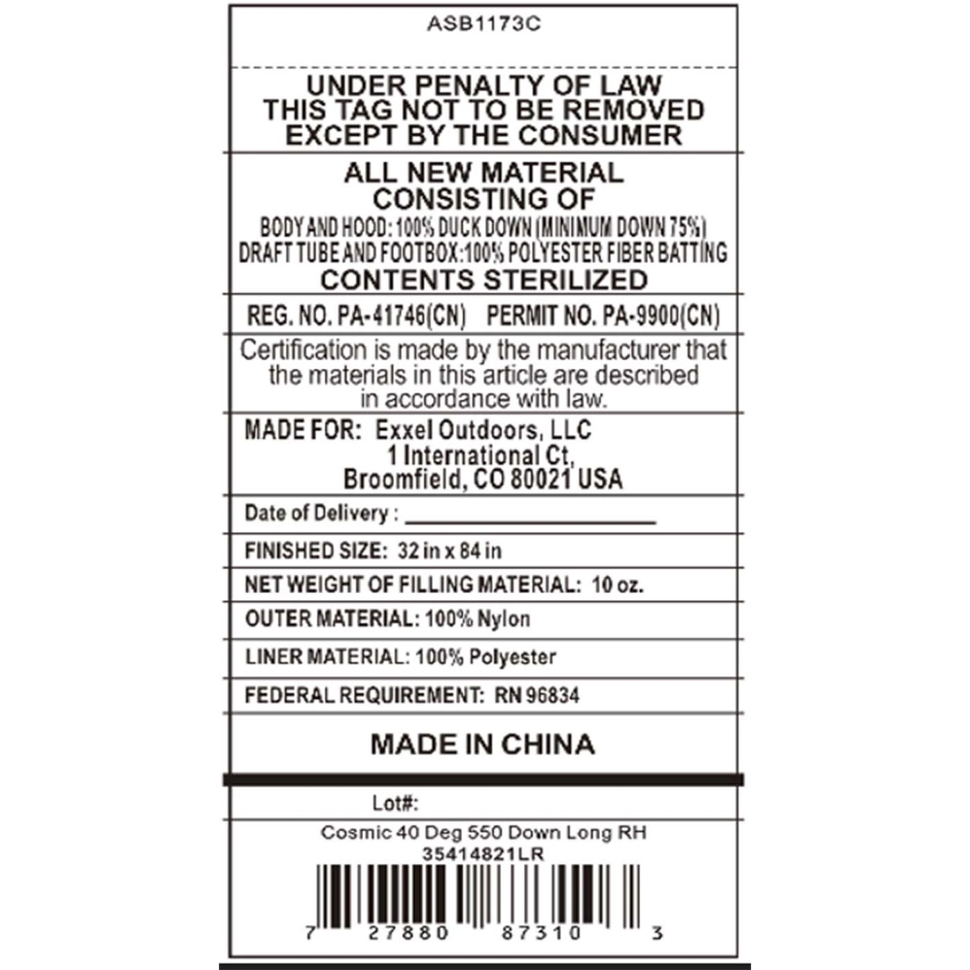 Kelty Cosmic 40 Deg 550 Down Sleeping Bag, Long Size, Right-Hand 7 Kelty Cosmic 40 Deg 550 Down Sleeping Bag, Long Size, Right-Hand - Image 5