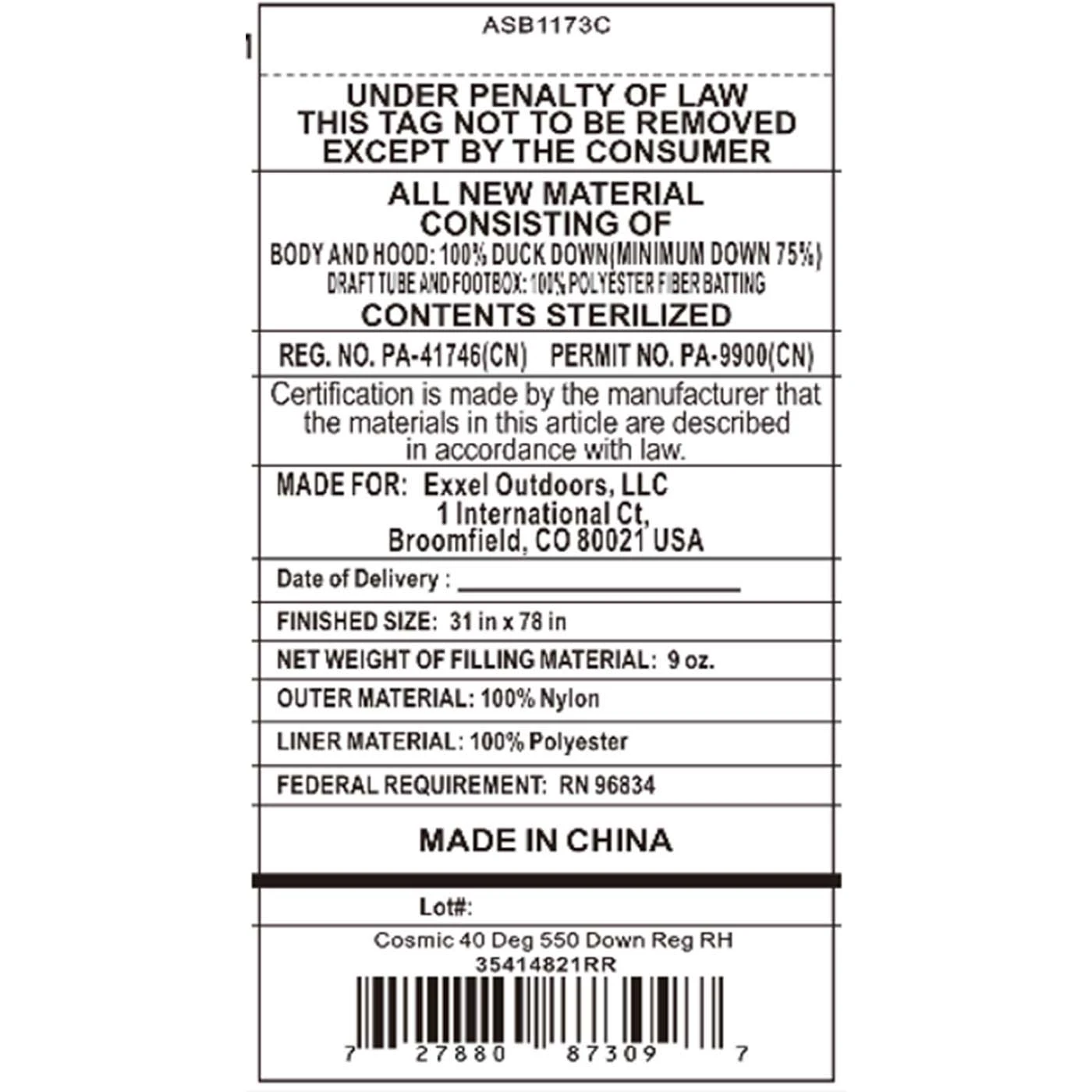 Kelty Cosmic 40 Deg 550 Down Sleeping Bag, Regular Size, Right-Hand 7 Kelty Cosmic 40 Deg 550 Down Sleeping Bag, Regular Size, Right-Hand - Image 5